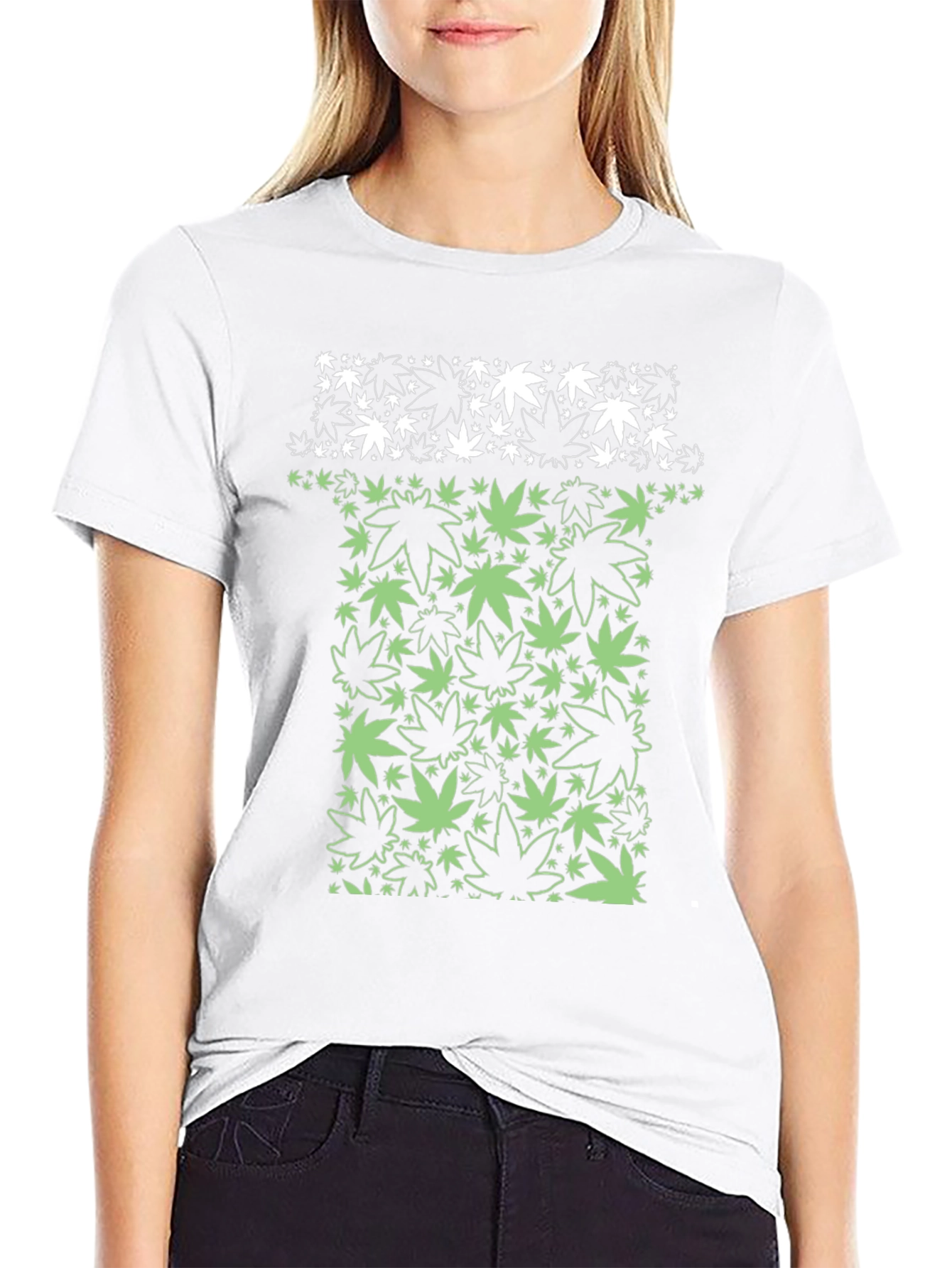 Marijuana Leaf Graphic T-Shirt - Black