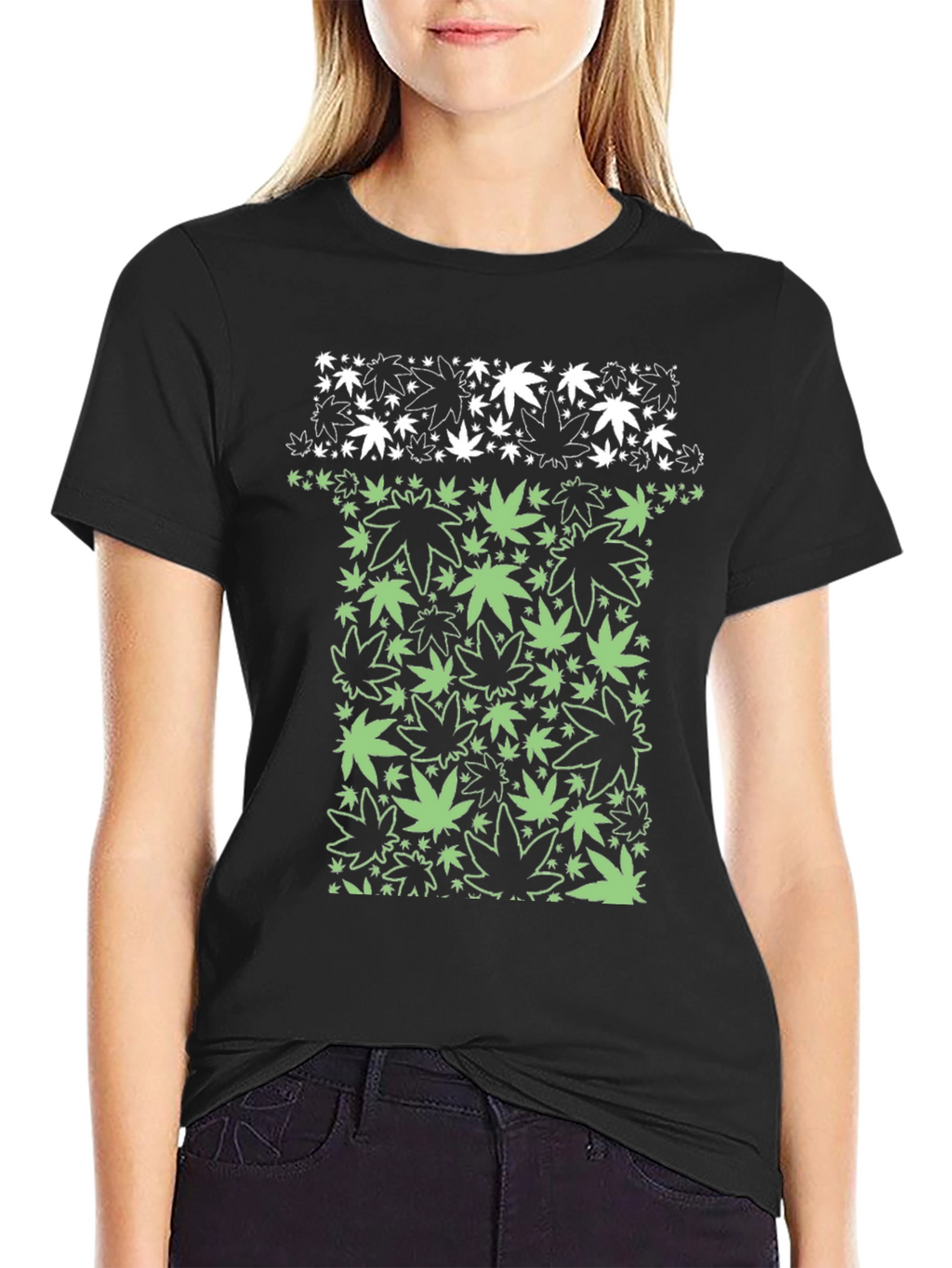 Marijuana Leaf Graphic T-Shirt - Black