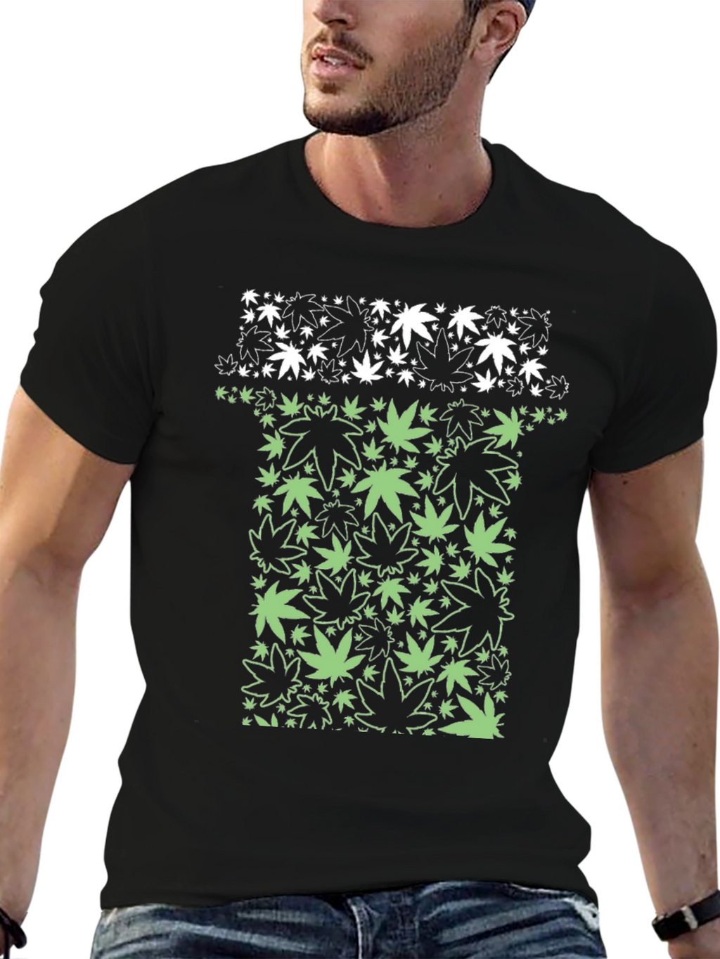 Marijuana Leaf Graphic T-Shirt - Black