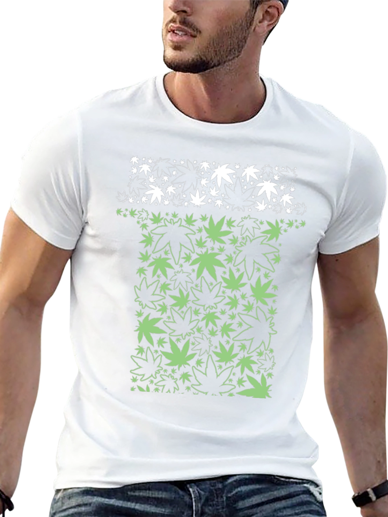 Marijuana Leaf Graphic T-Shirt - Black
