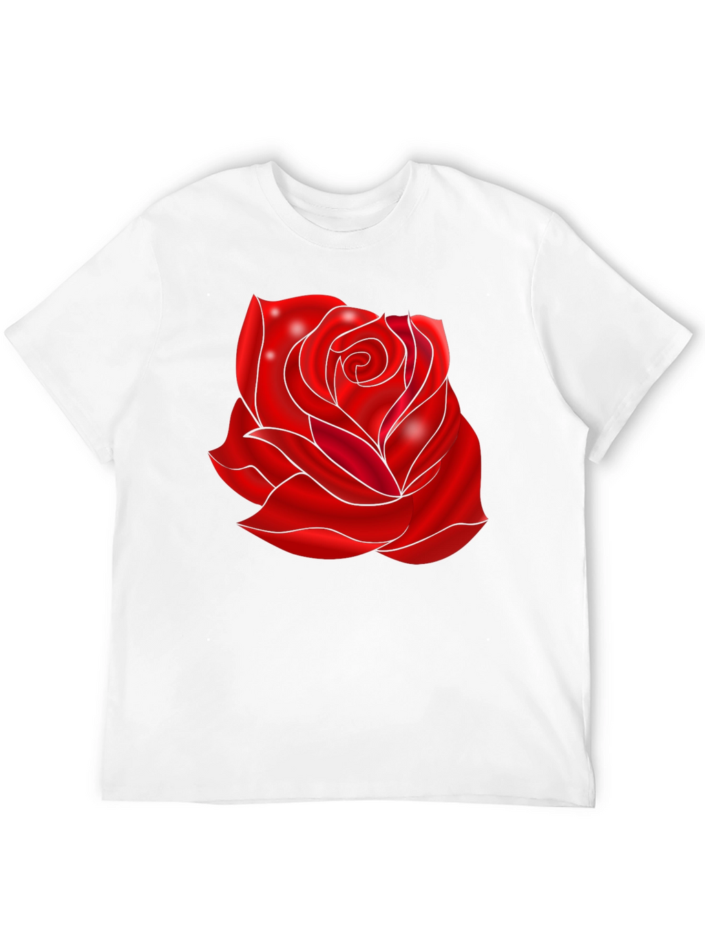 Black T-Shirt with Red Rose Design