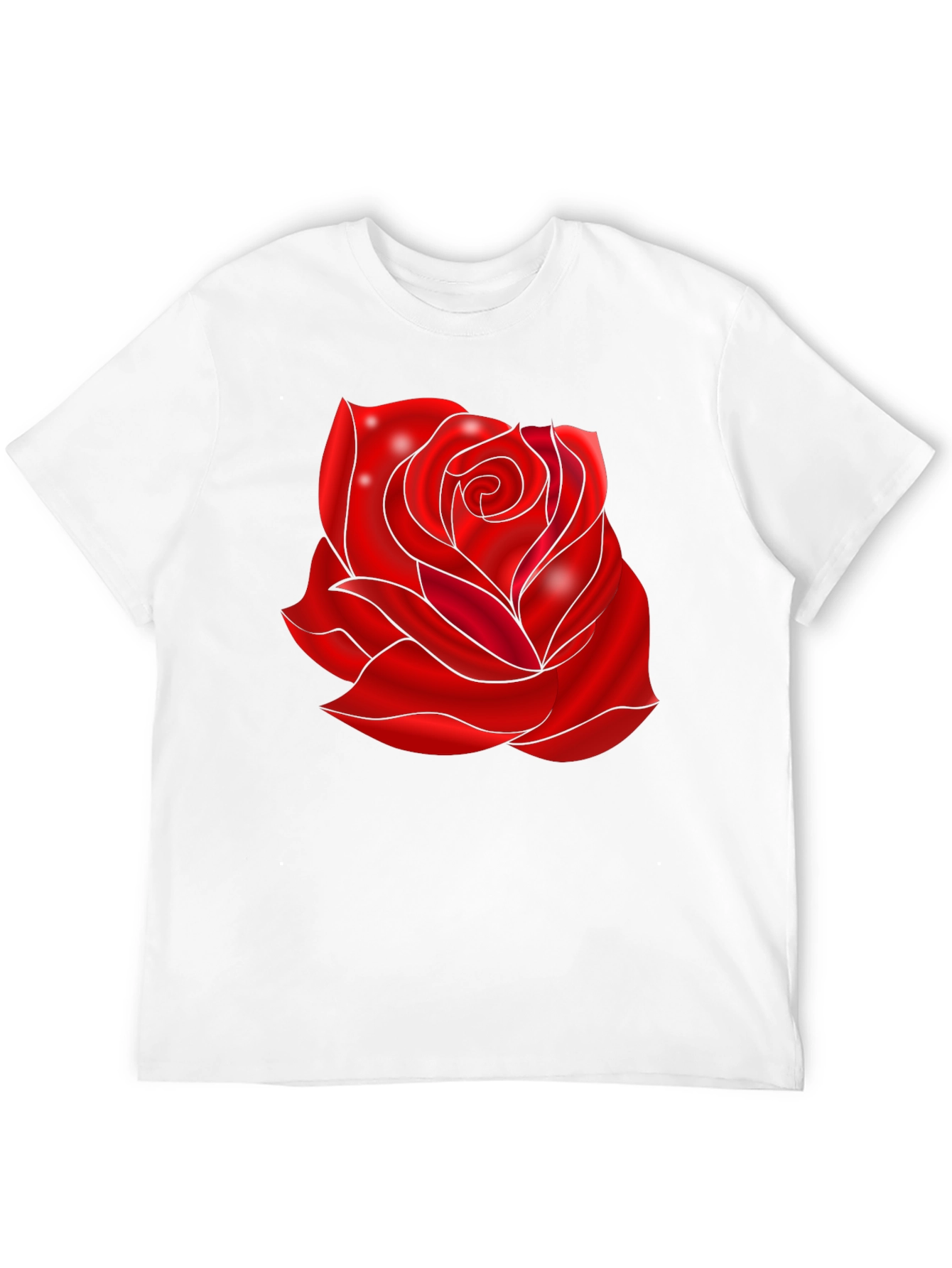 Black T-Shirt with Red Rose Design