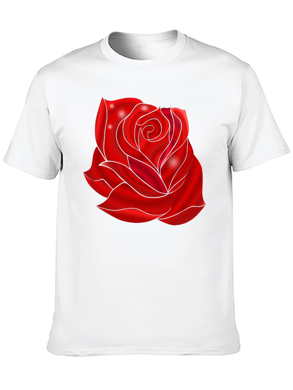 Black T-Shirt with Red Rose Design