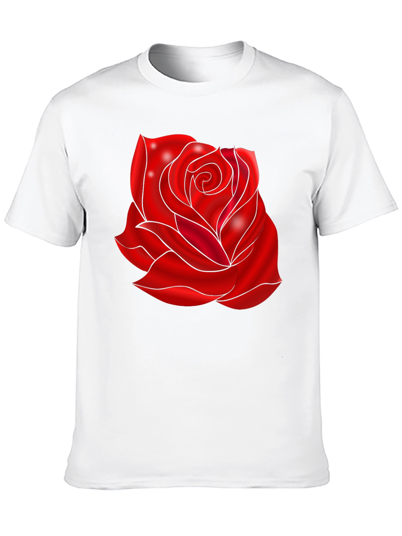 Black T-Shirt with Red Rose Design