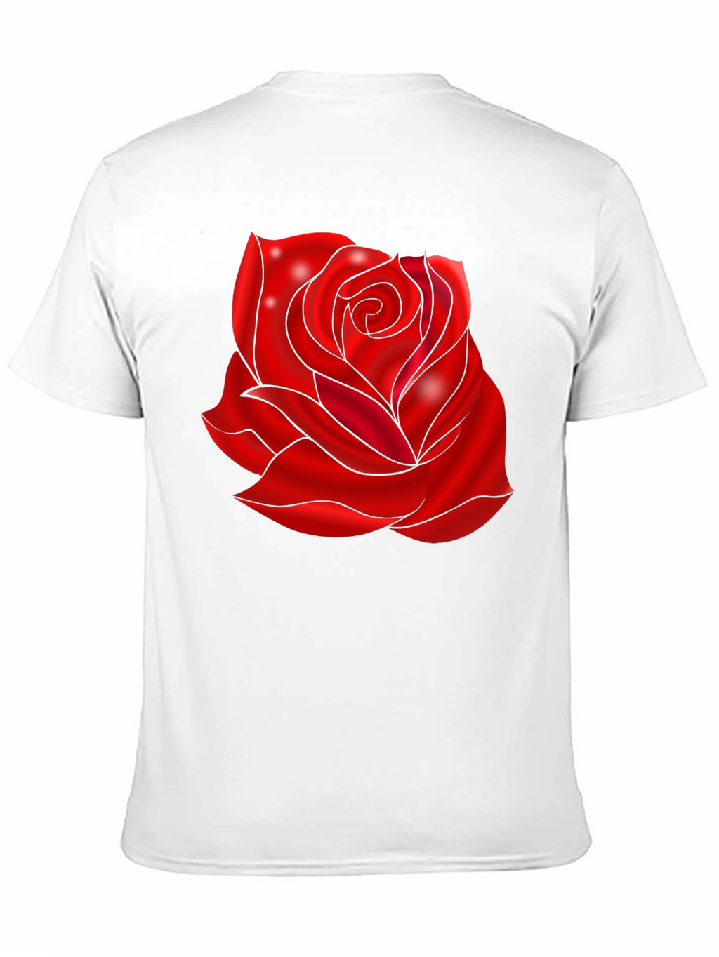 Black T-Shirt with Red Rose Design
