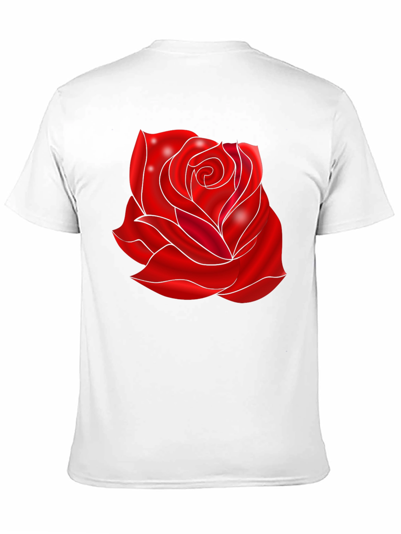 Black T-Shirt with Red Rose Design