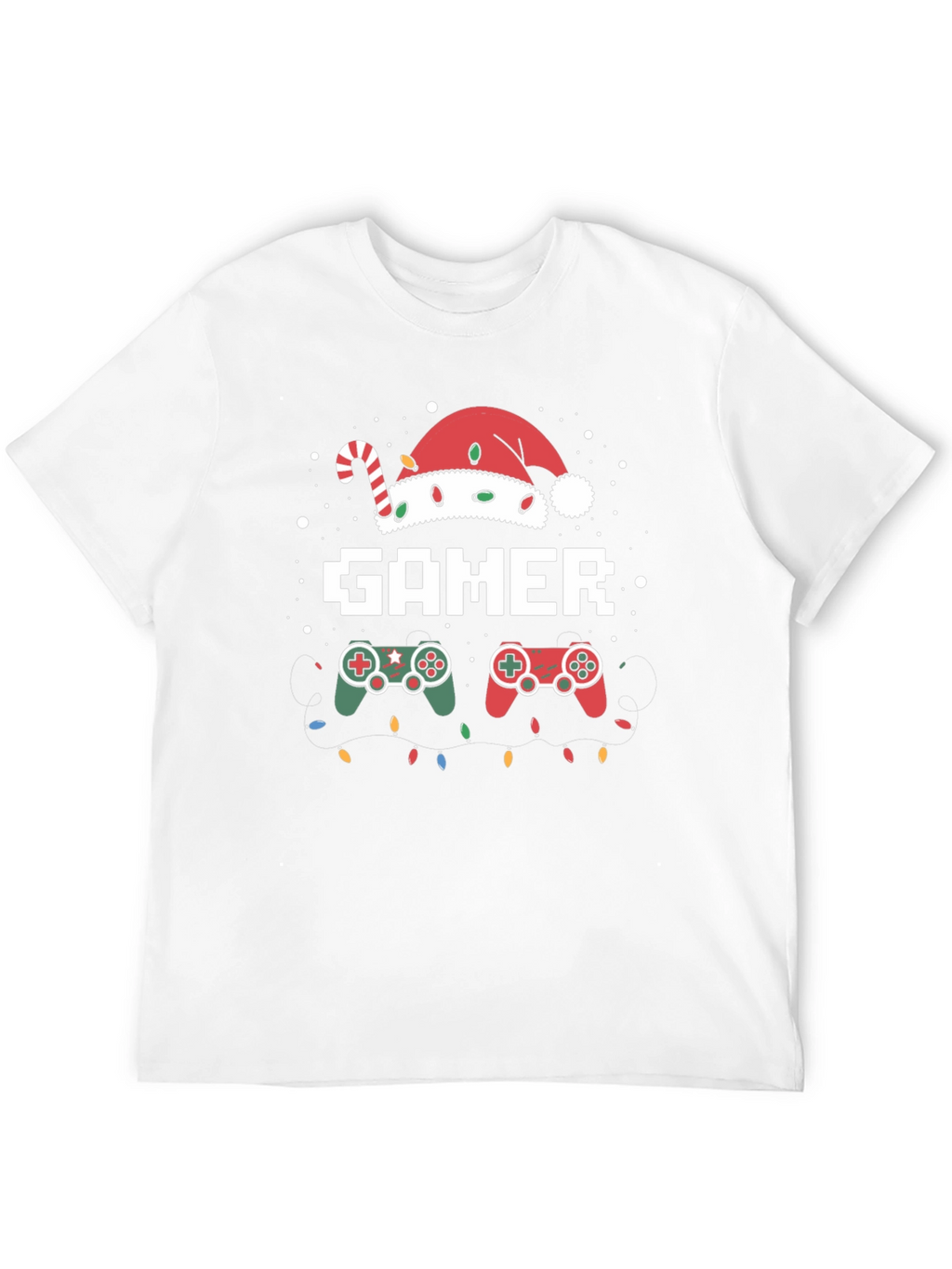 Gamer Christmas T-Shirt with Santa Hat