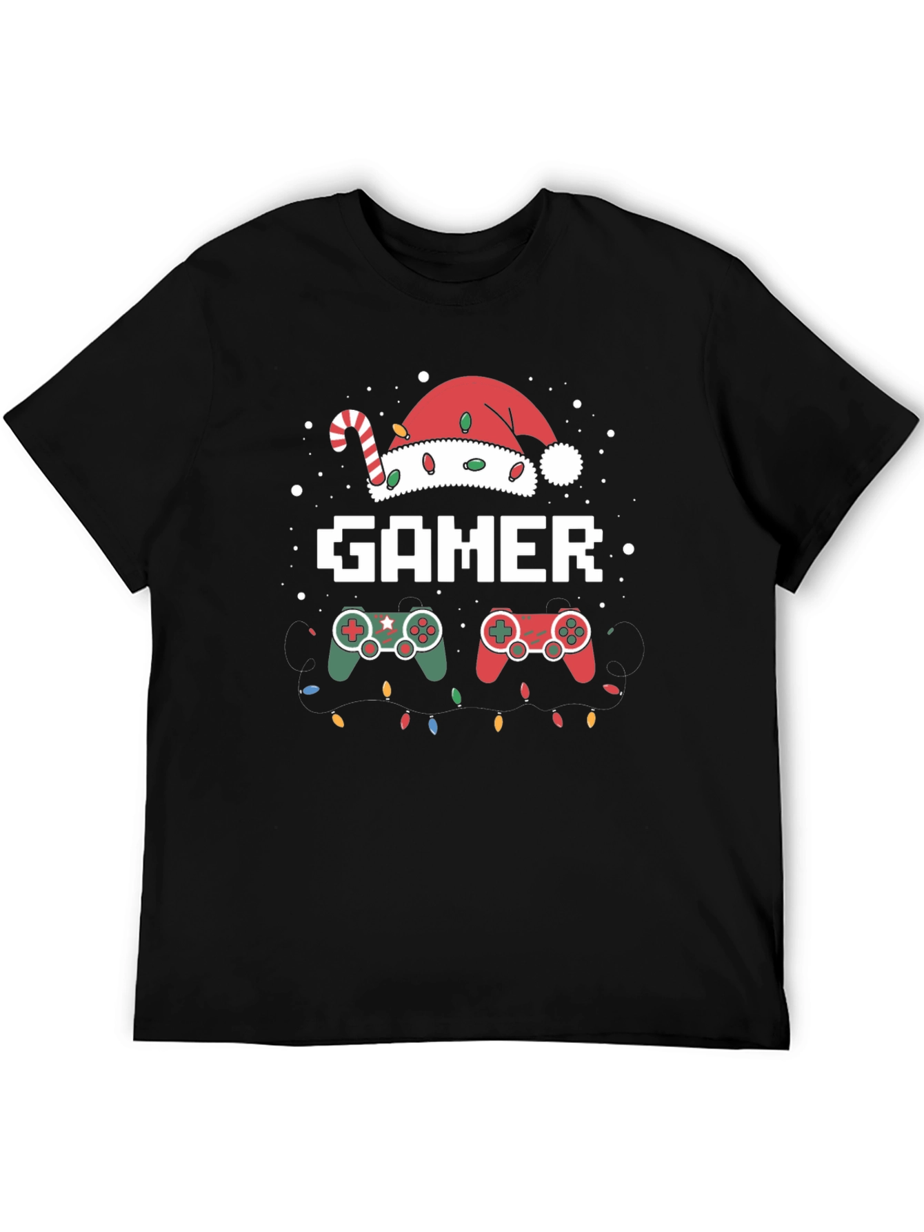 Gamer Christmas T-Shirt with Santa Hat