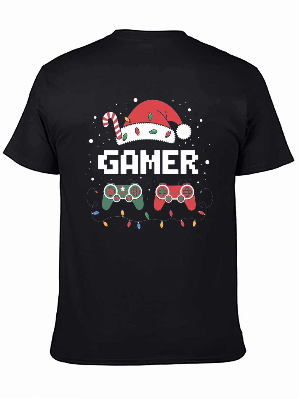 Gamer Christmas T-Shirt with Santa Hat