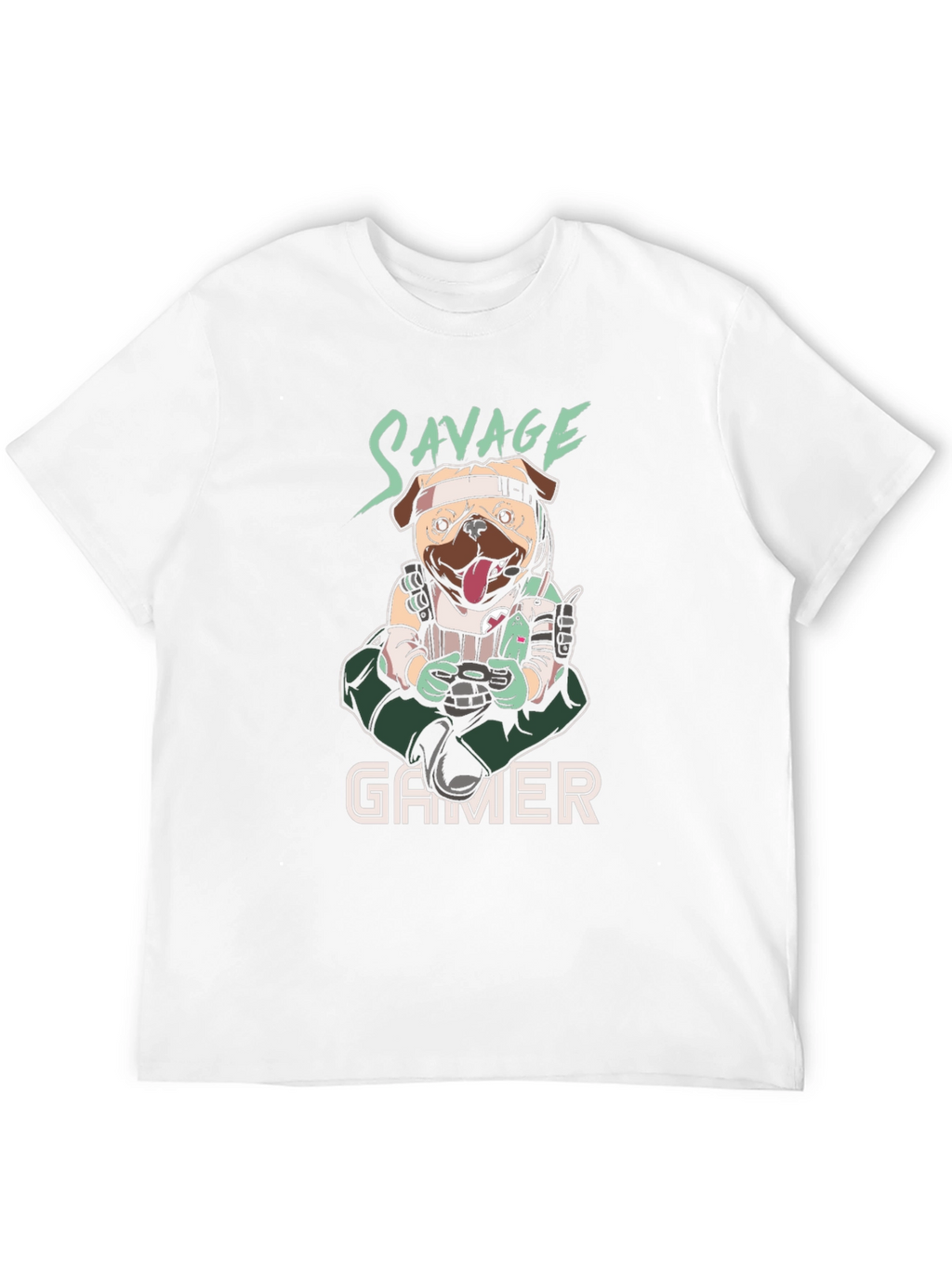 Savage Gamer Pug T-Shirt - Funny Dog Tee