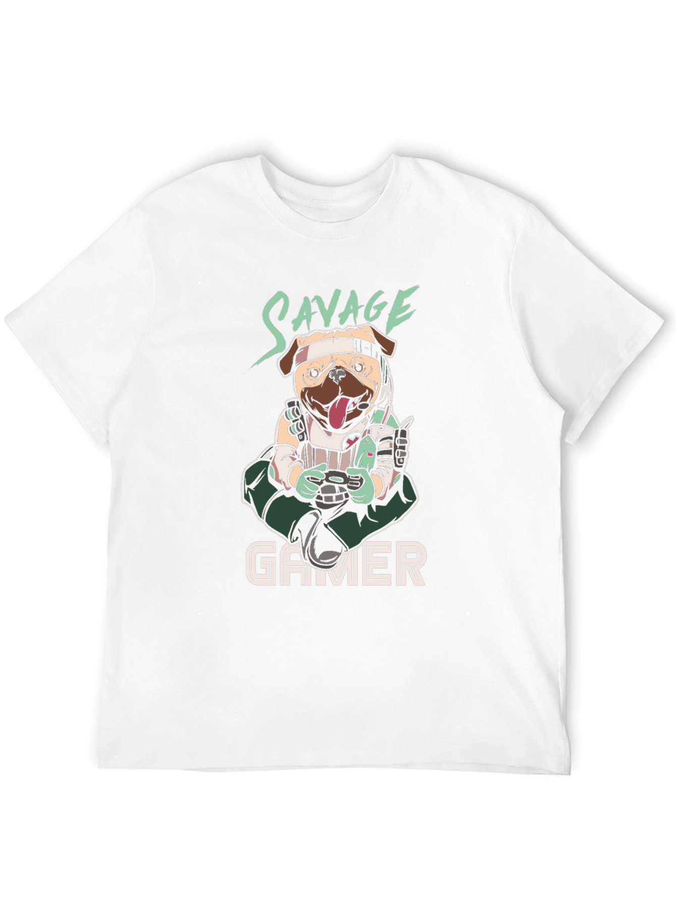 Savage Gamer Pug T-Shirt - Funny Dog Tee