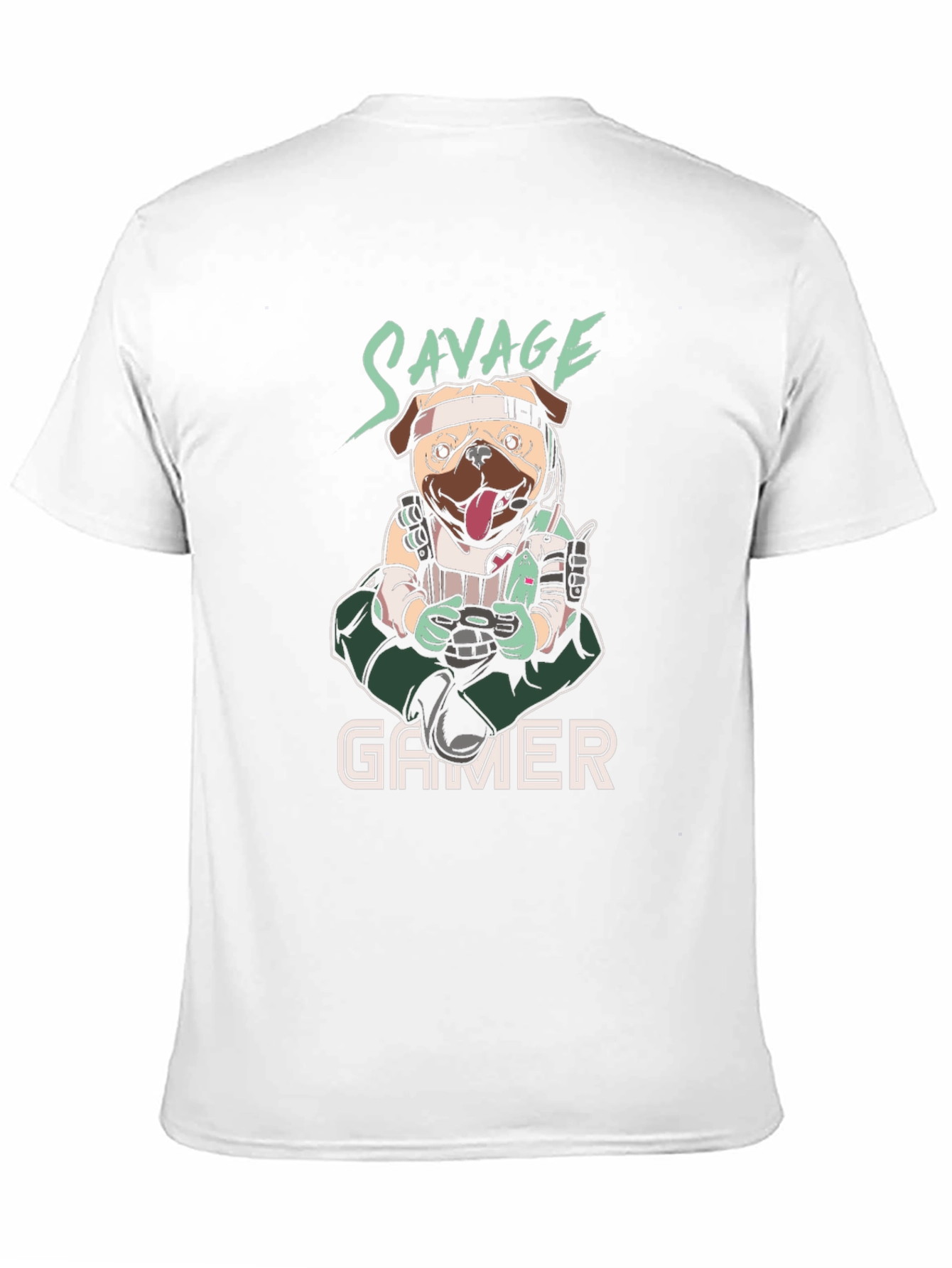 Savage Gamer Pug T-Shirt - Funny Dog Tee