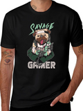 Savage Gamer Pug T-Shirt - Funny Dog Tee