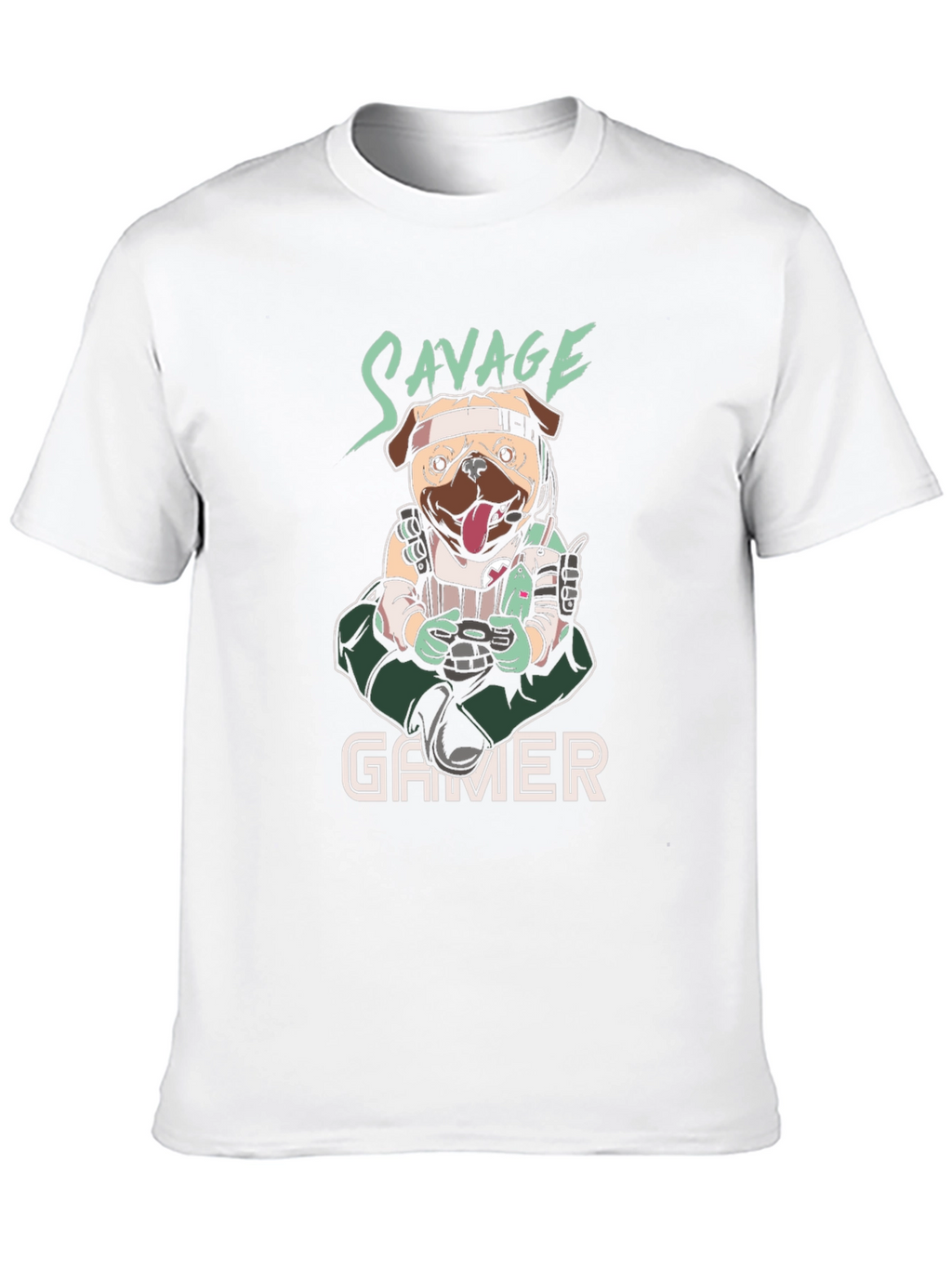 Savage Gamer Pug T-Shirt - Funny Dog Tee