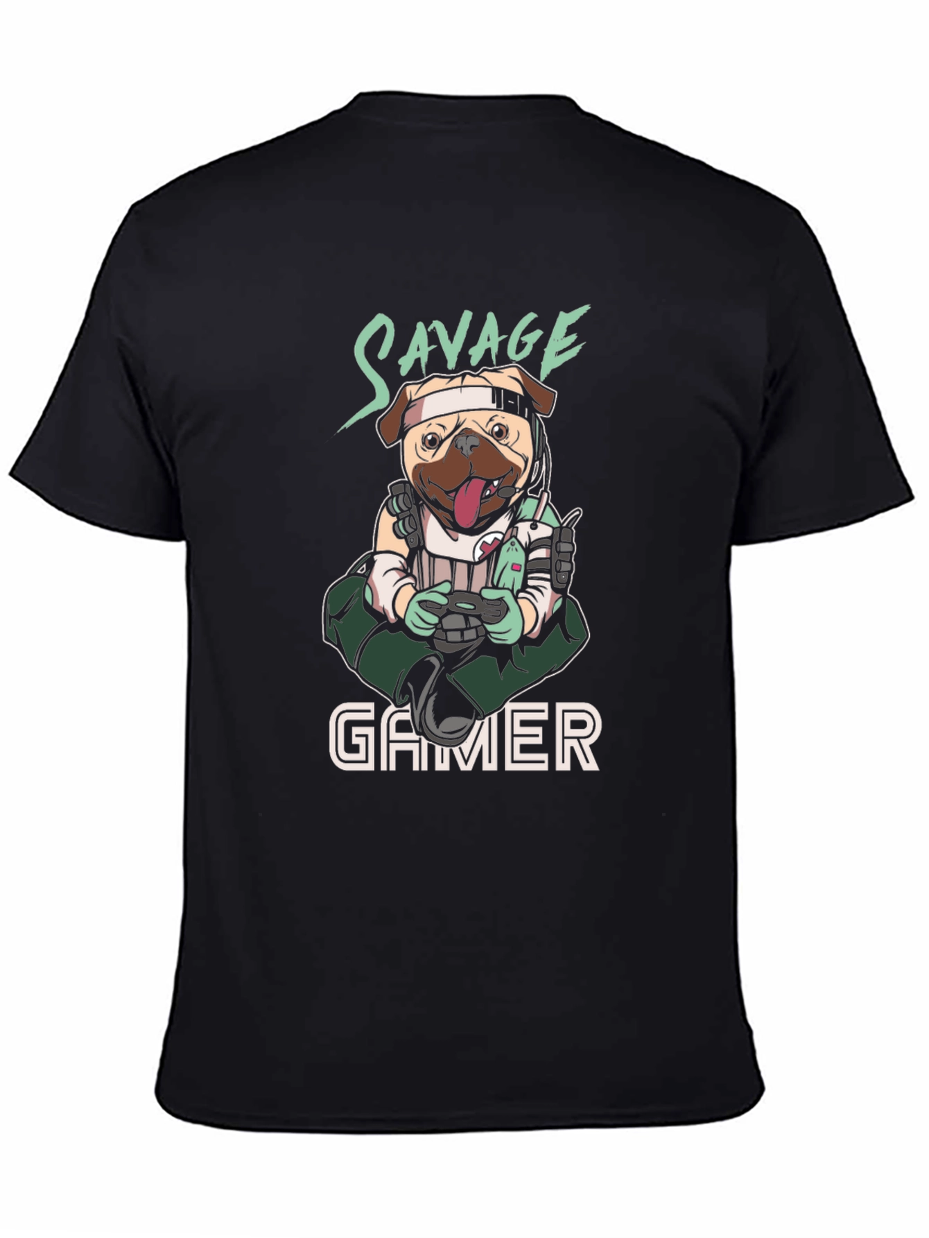 Savage Gamer Pug T-Shirt - Funny Dog Tee