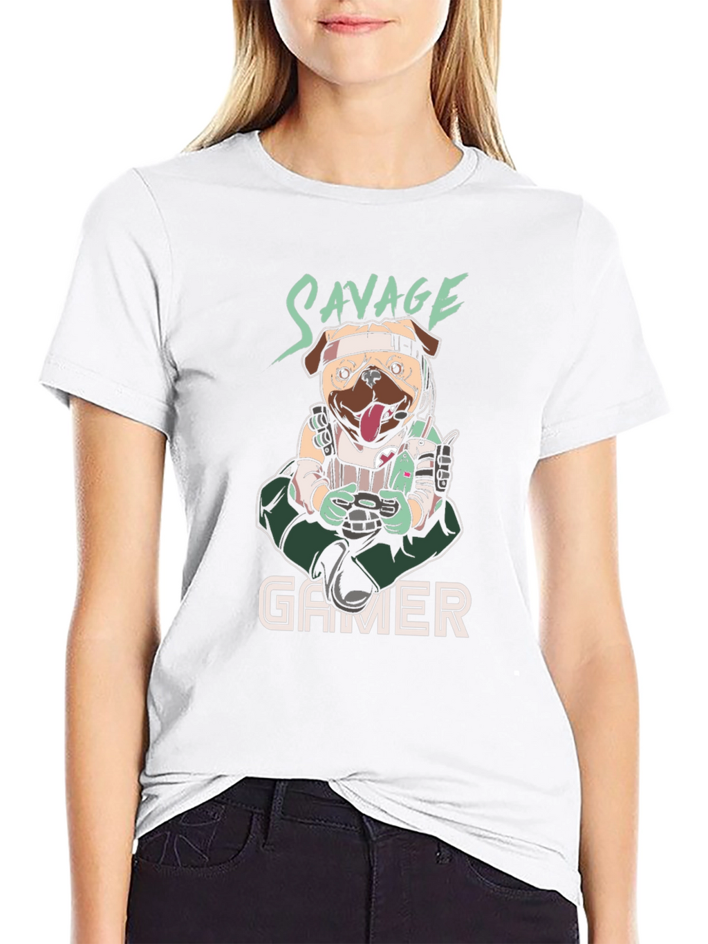 Savage Gamer Pug T-Shirt - Funny Dog Tee