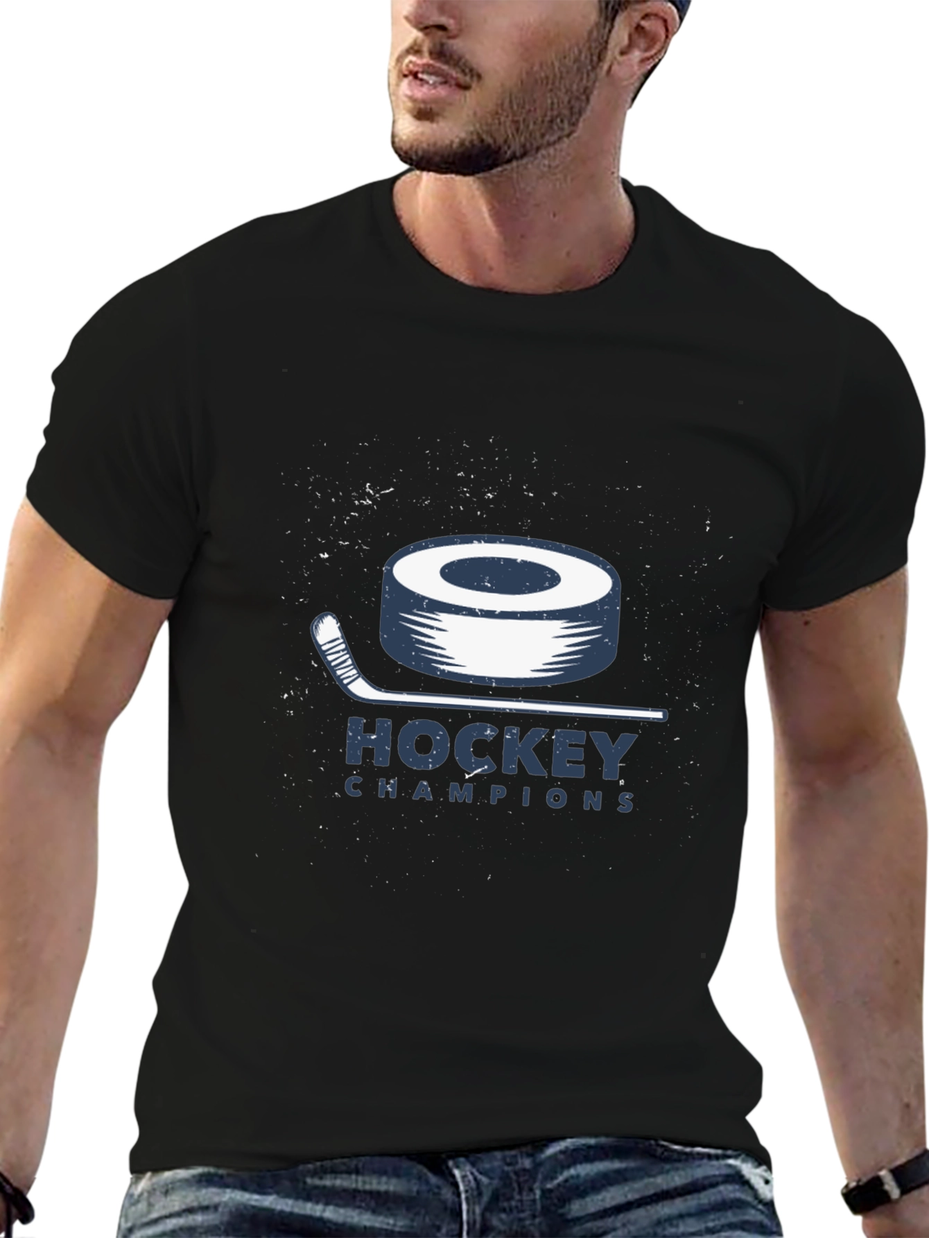 Hockey Champions Black Graphic T-Shirt