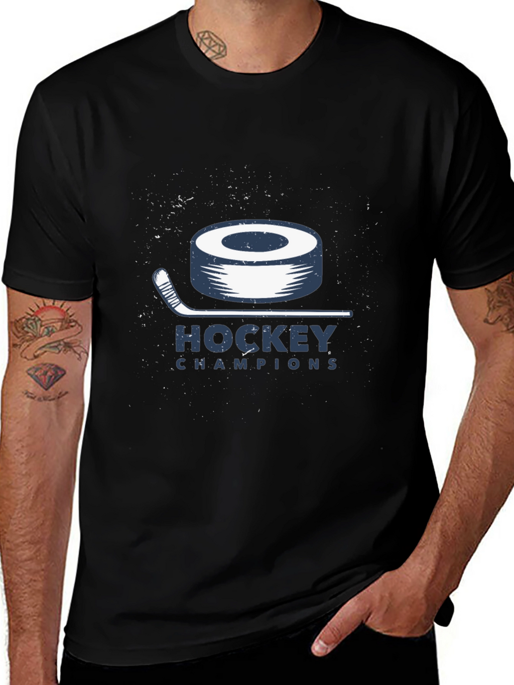 Hockey Champions Black Graphic T-Shirt