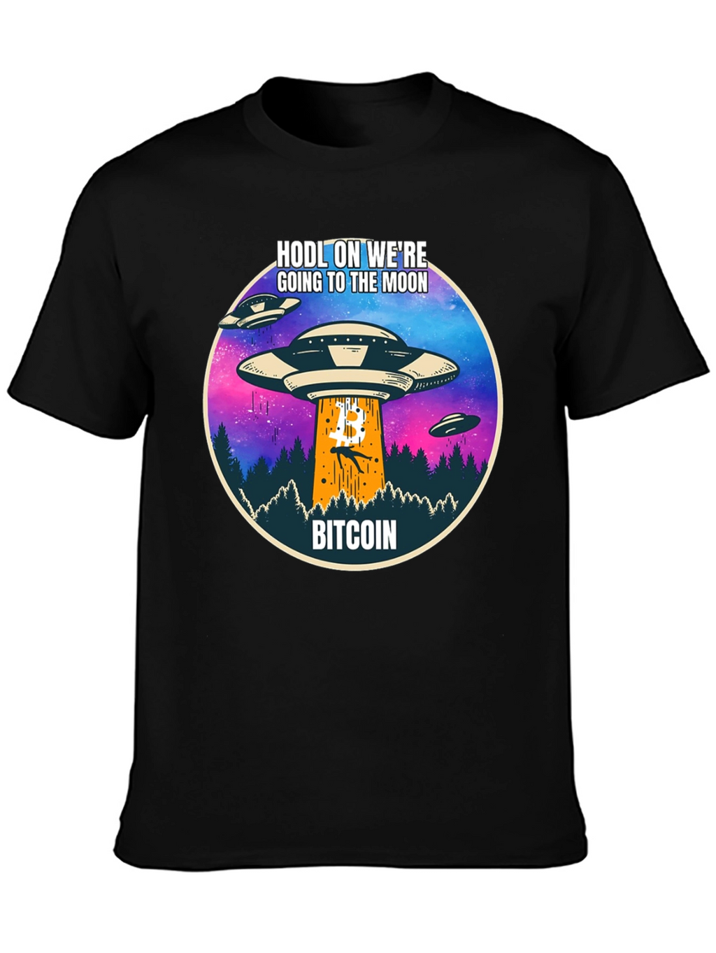 Bitcoin HODL to the Moon UFO T-Shirt