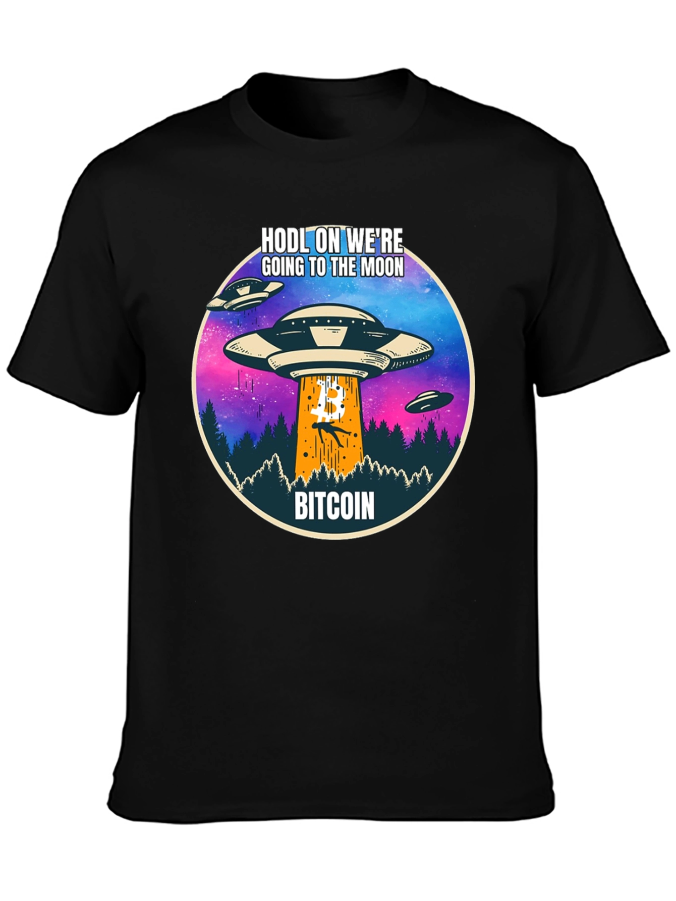 Bitcoin HODL to the Moon UFO T-Shirt