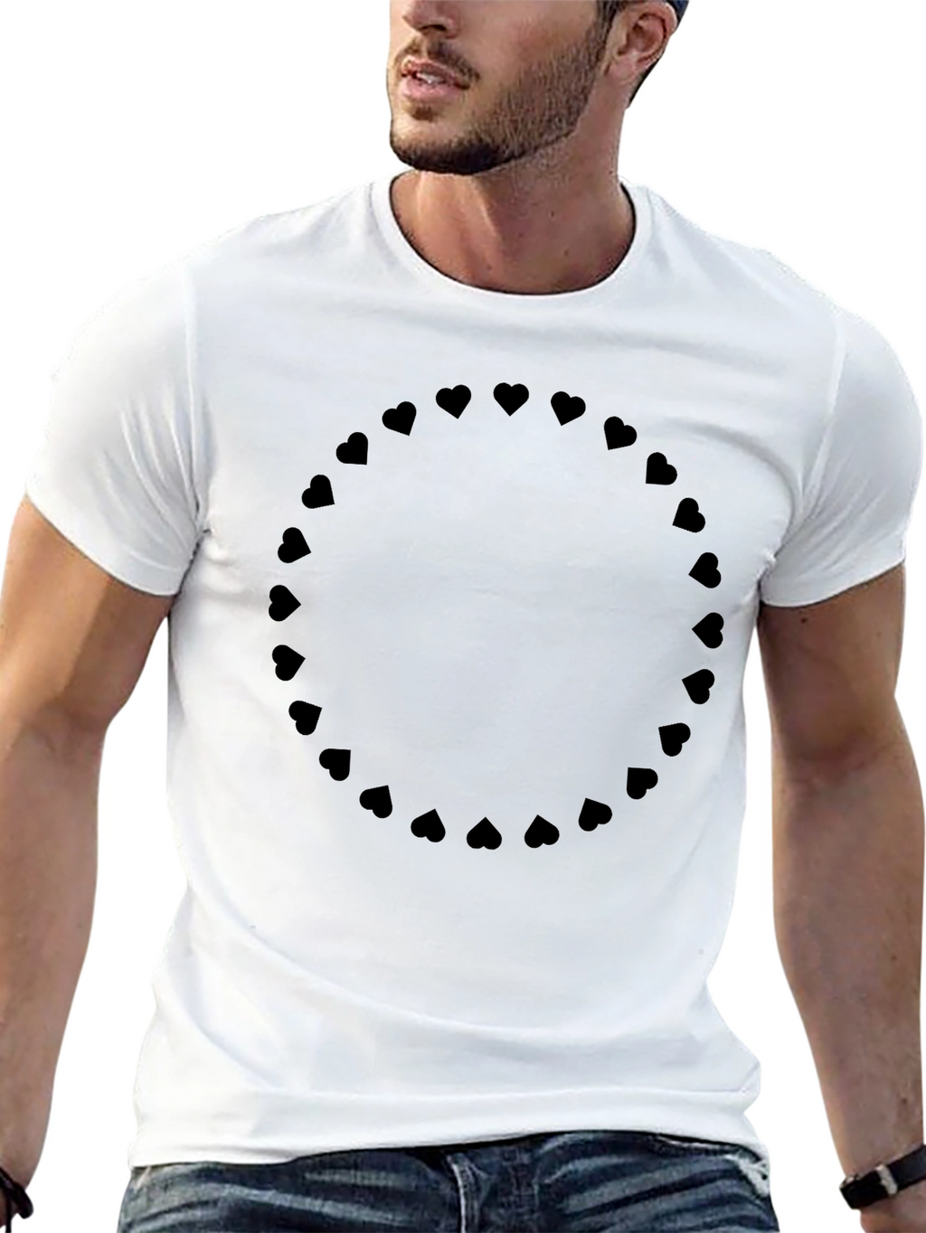 Heart Circle Black T-Shirt