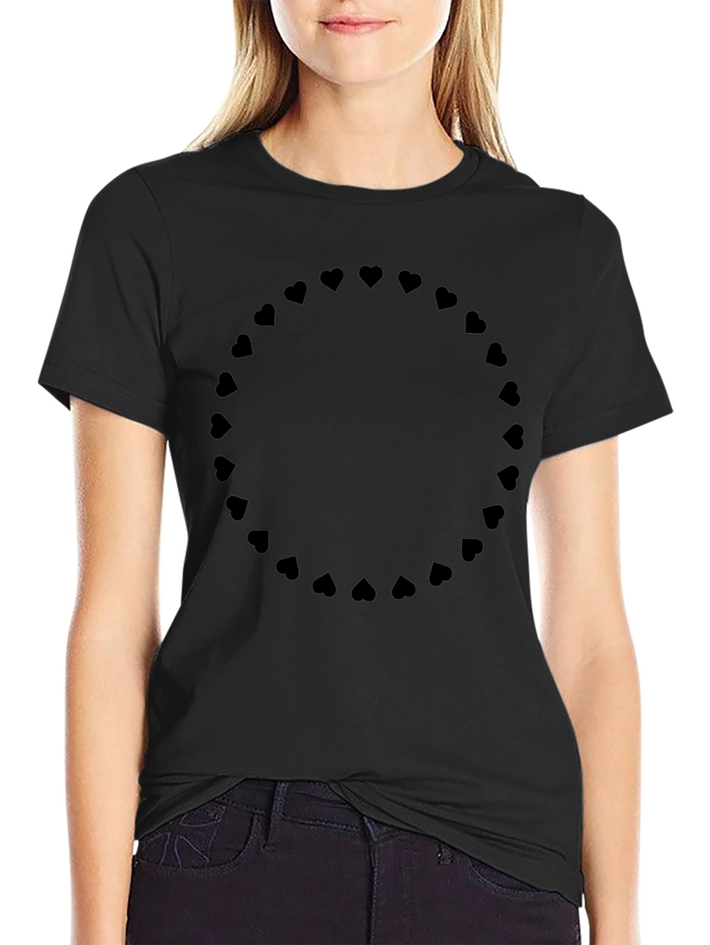 Heart Circle Black T-Shirt