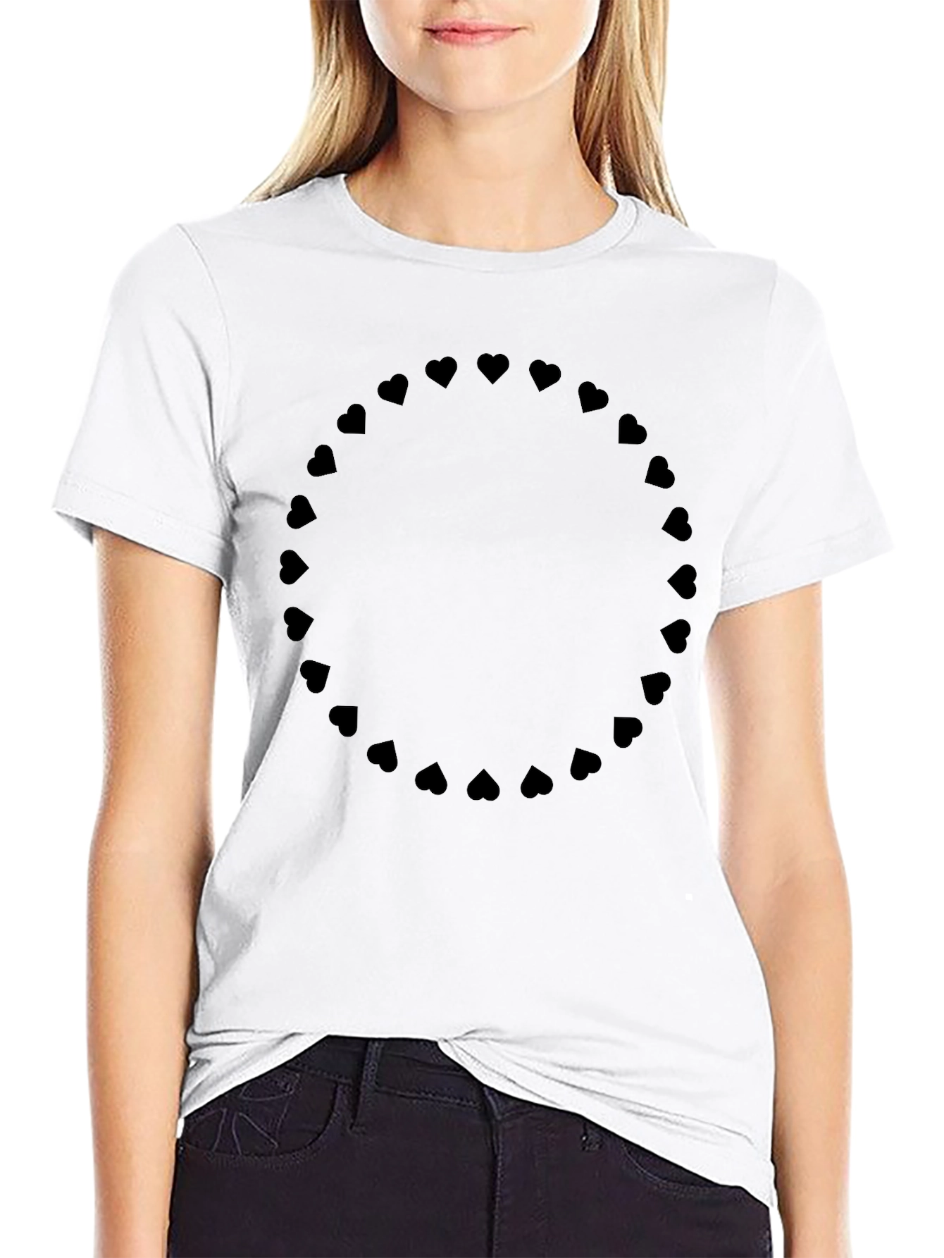 Heart Circle Black T-Shirt