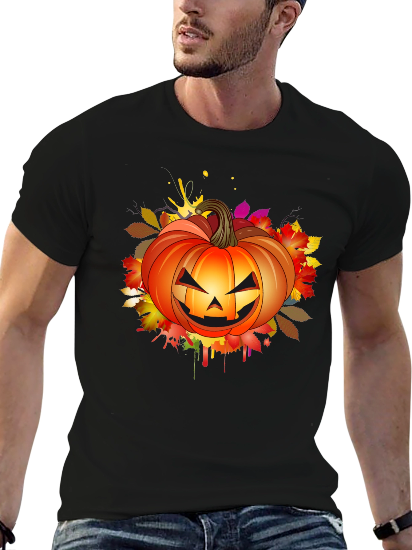 Halloween Pumpkin Graphic T-Shirt - Spooky Season Tee