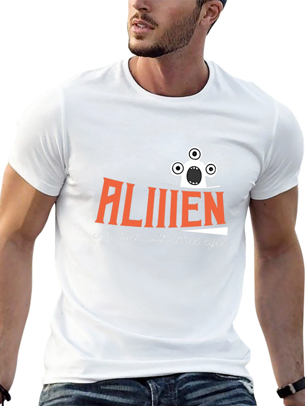 Alien Three Eyes Graphic Black T-Shirt