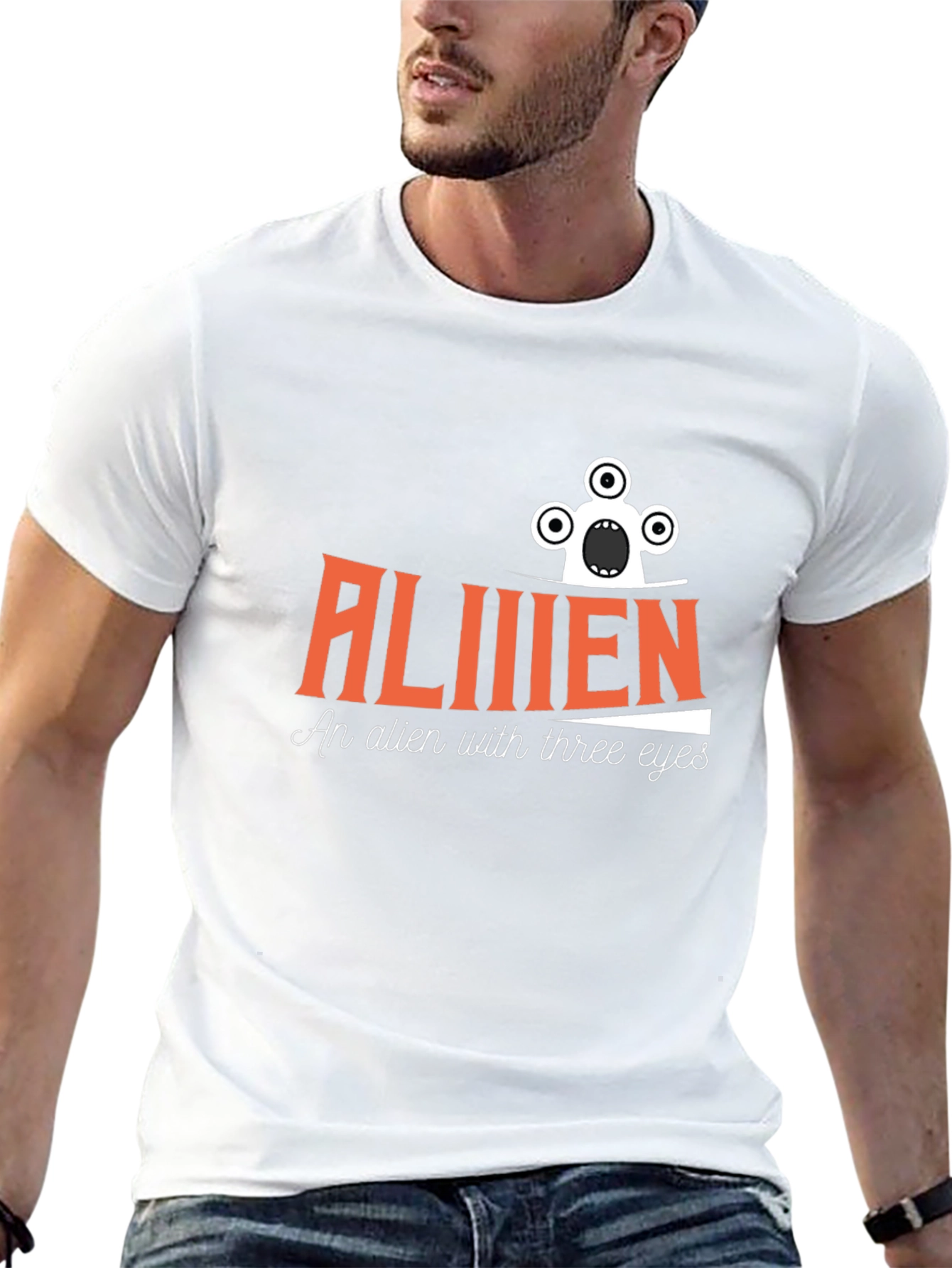 Alien Three Eyes Graphic Black T-Shirt