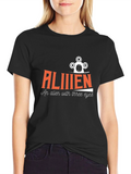 Alien Three Eyes Graphic Black T-Shirt