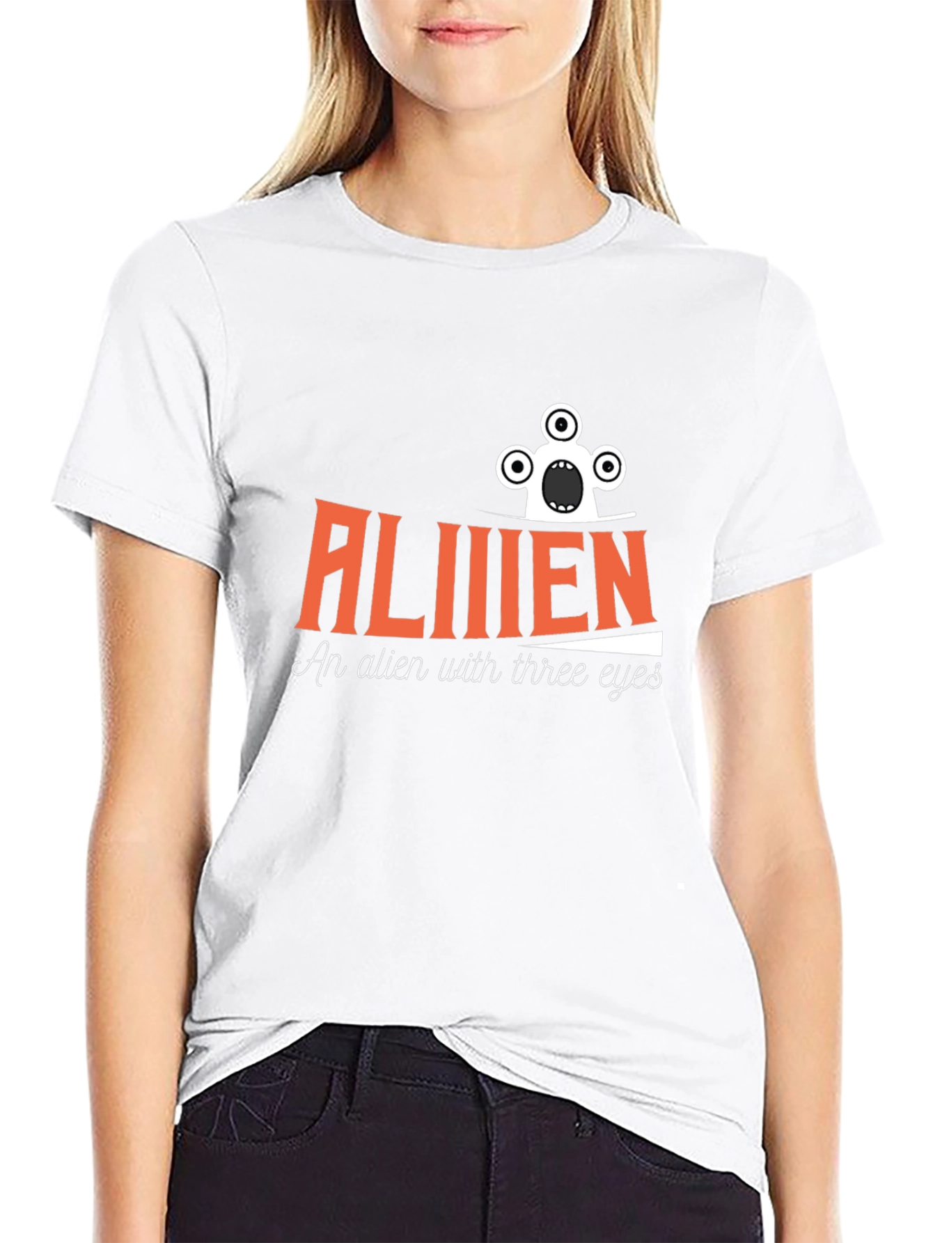 Alien Three Eyes Graphic Black T-Shirt