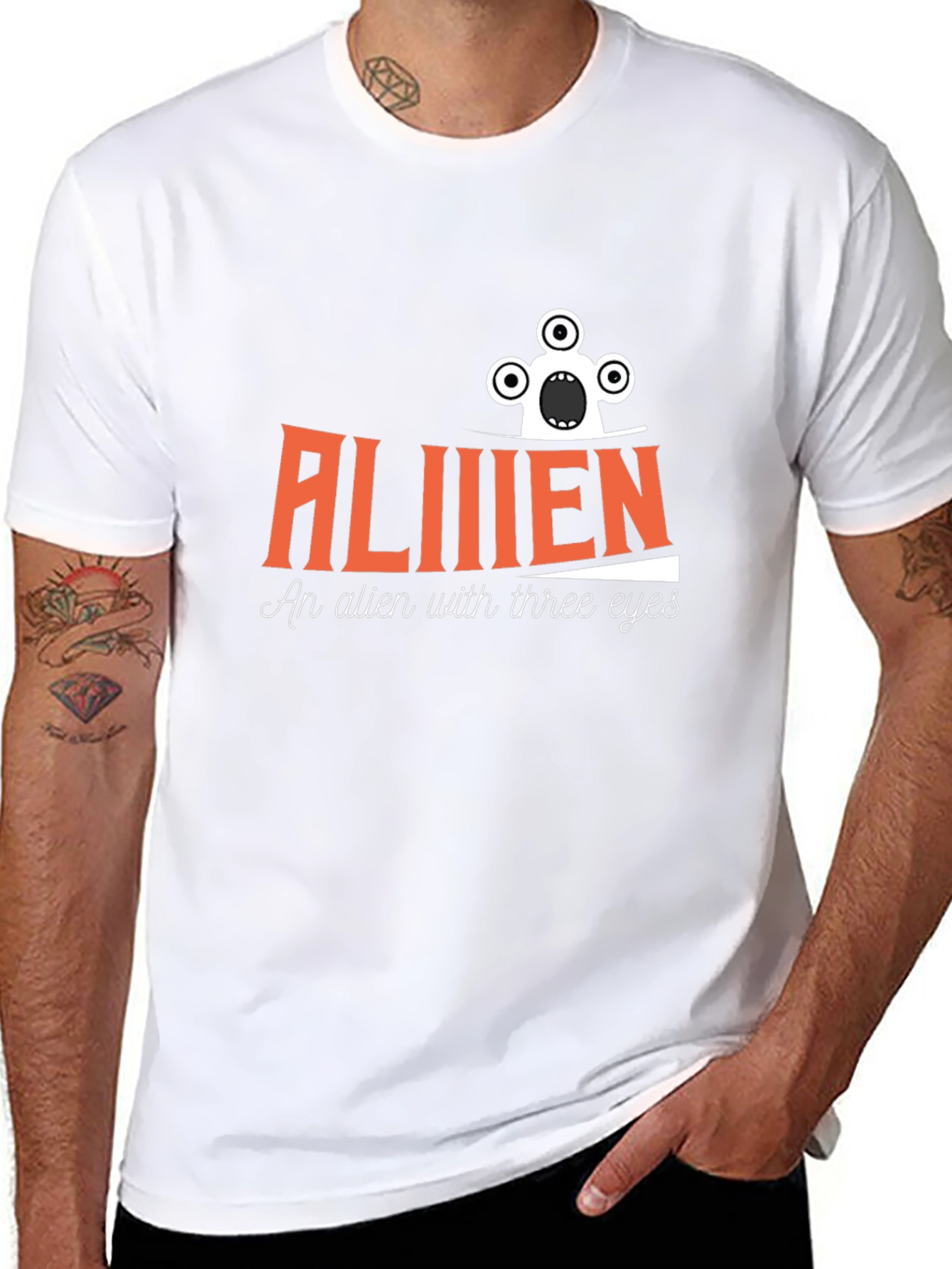 Alien Three Eyes Graphic Black T-Shirt