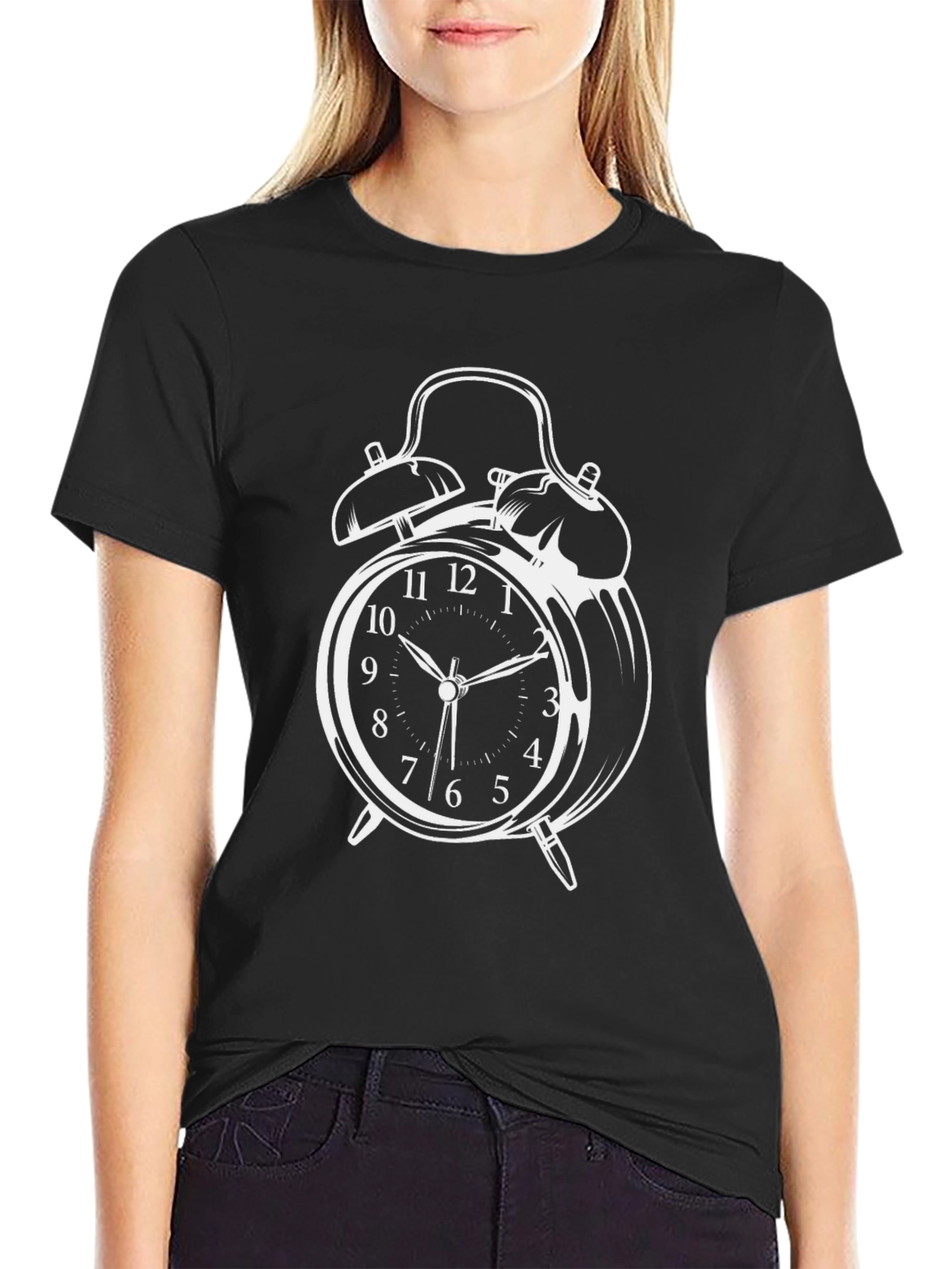 Alarm Clock Graphic T-Shirt - Classic Timepiece Design
