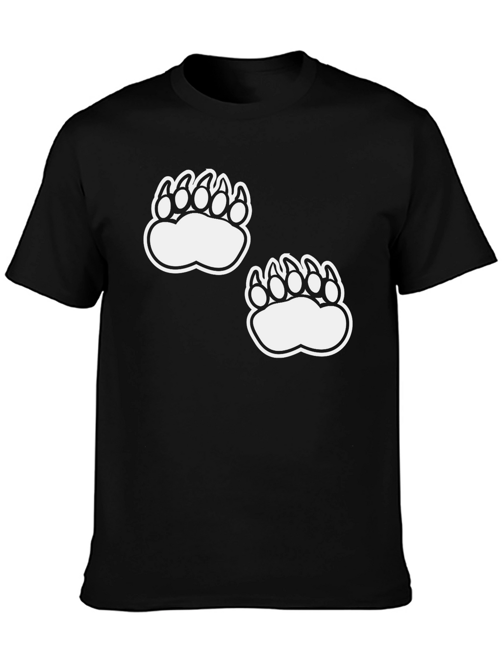 Bear Claw Print Tee - Casual Black T-Shirt