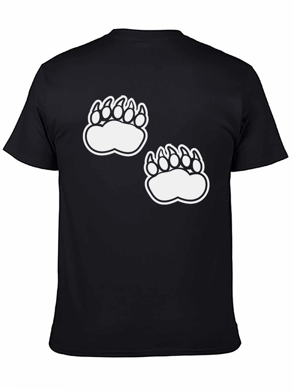 Bear Claw Print Tee - Casual Black T-Shirt