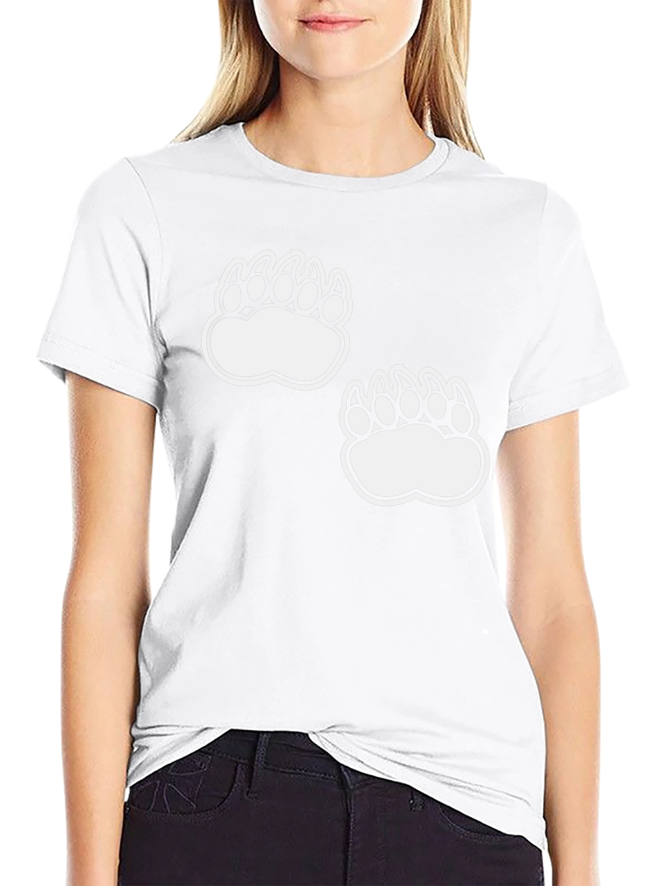 Bear Claw Print Tee - Casual Black T-Shirt
