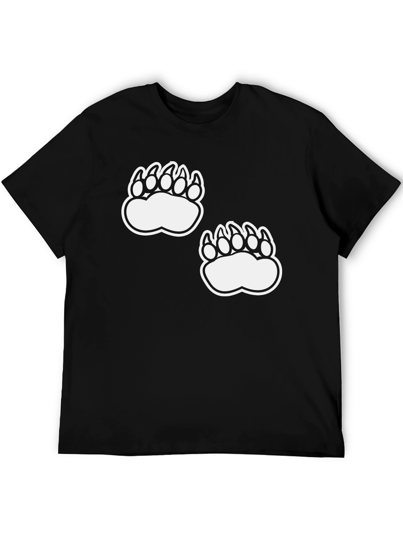 Bear Claw Print Tee - Casual Black T-Shirt