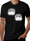 Bear Claw Print Tee - Casual Black T-Shirt