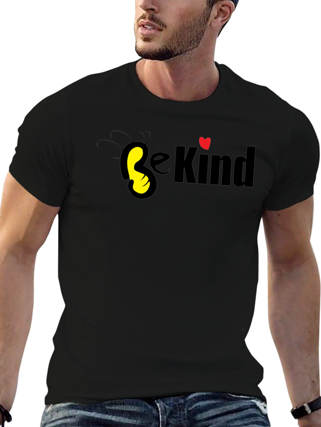 Be Kind Graphic Tee - Black Cotton Casual T-Shirt