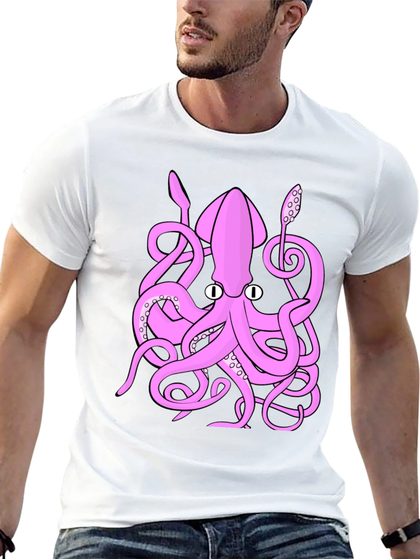 Pink Octopus Graphic T-Shirt - Sea Creature Tee