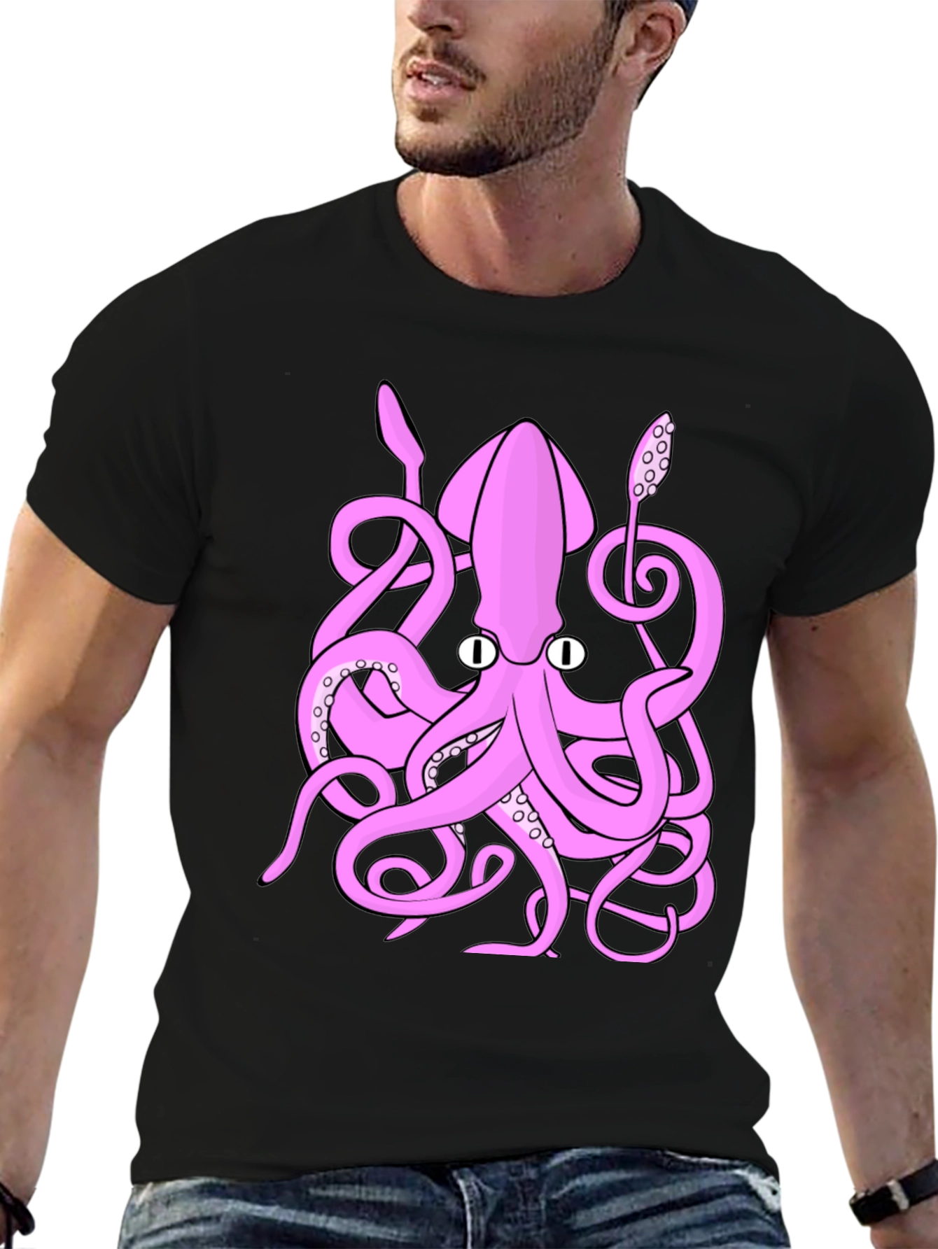 Pink Octopus Graphic T-Shirt - Sea Creature Tee