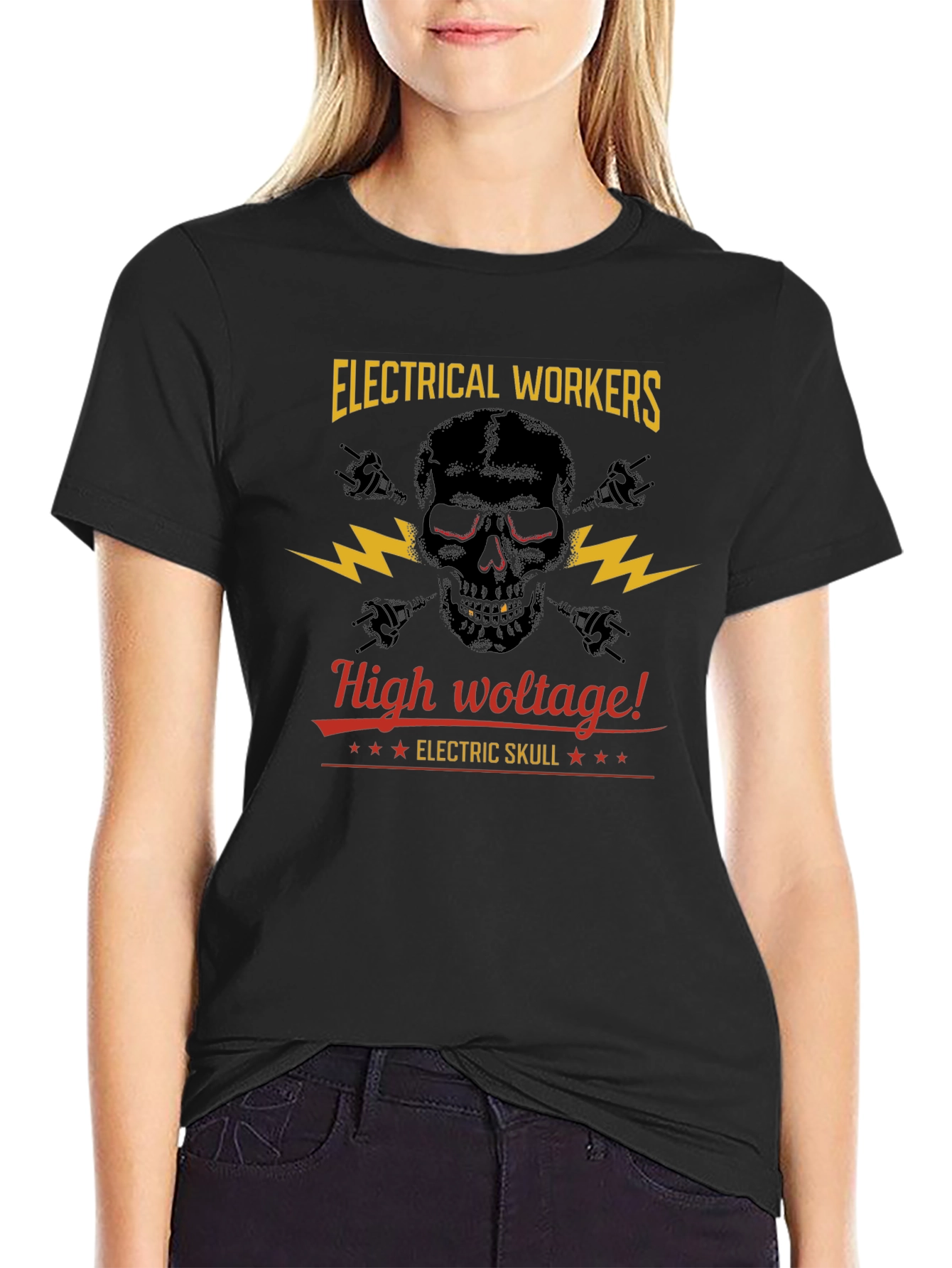Electrical Workers High Voltage Skull T-Shirt
