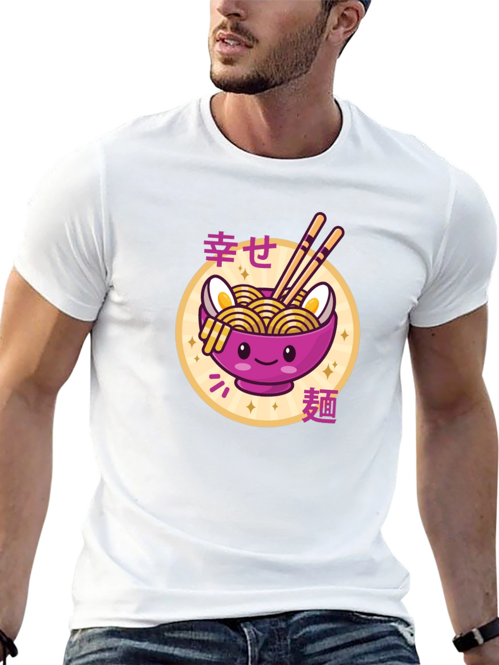 Kawaii Ramen Bowl T-Shirt - Cute Japanese Noodle Design