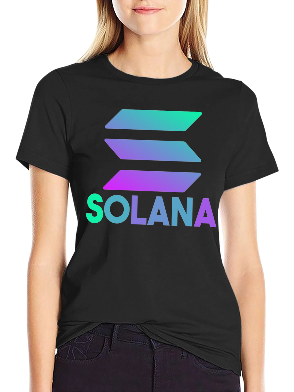 Solana Crypto T-Shirt - Black Gradient Logo