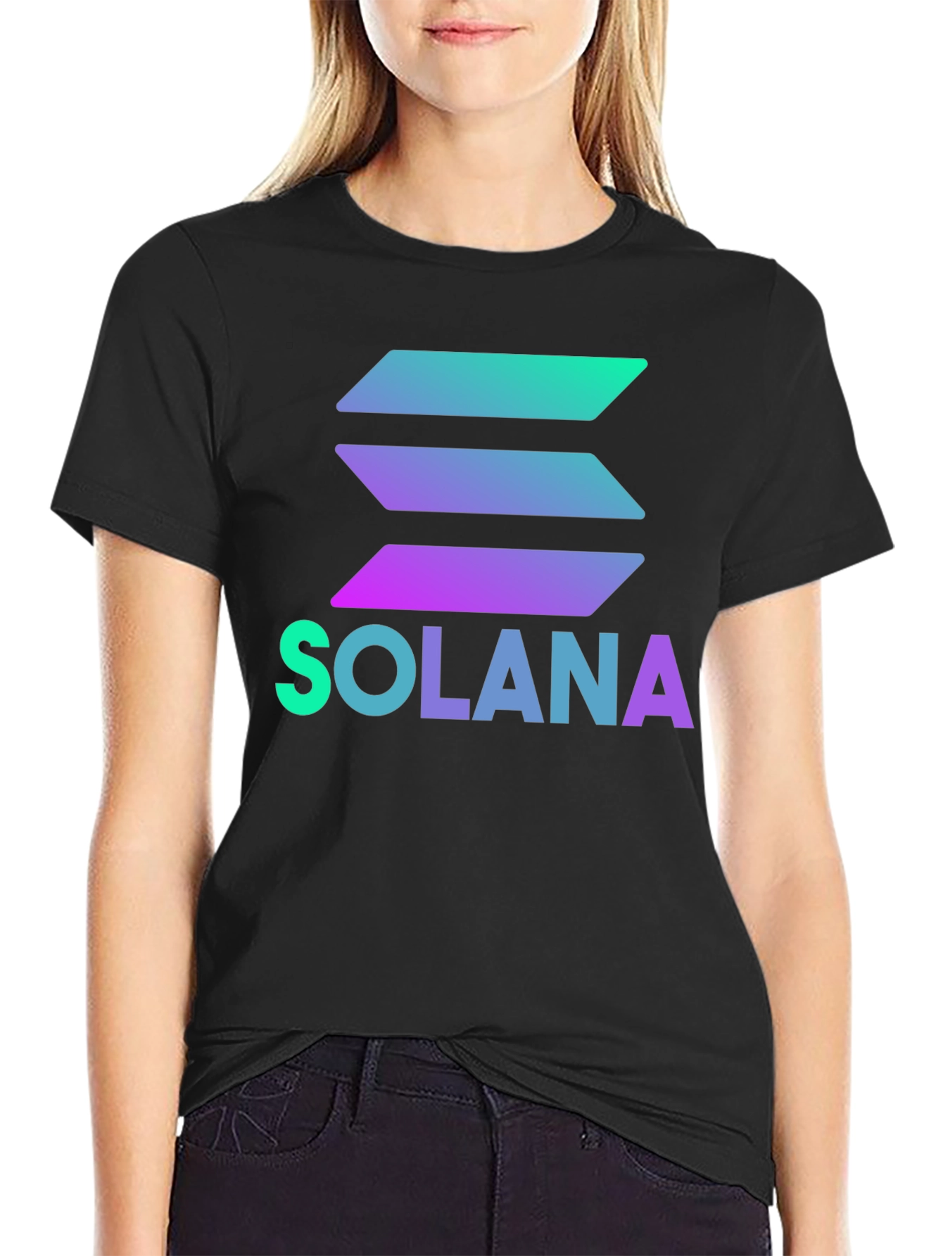 Solana Crypto T-Shirt - Black Gradient Logo