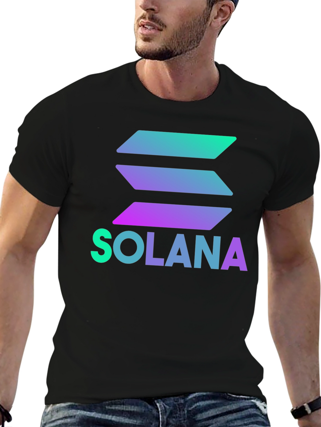 Solana Crypto T-Shirt - Black Gradient Logo