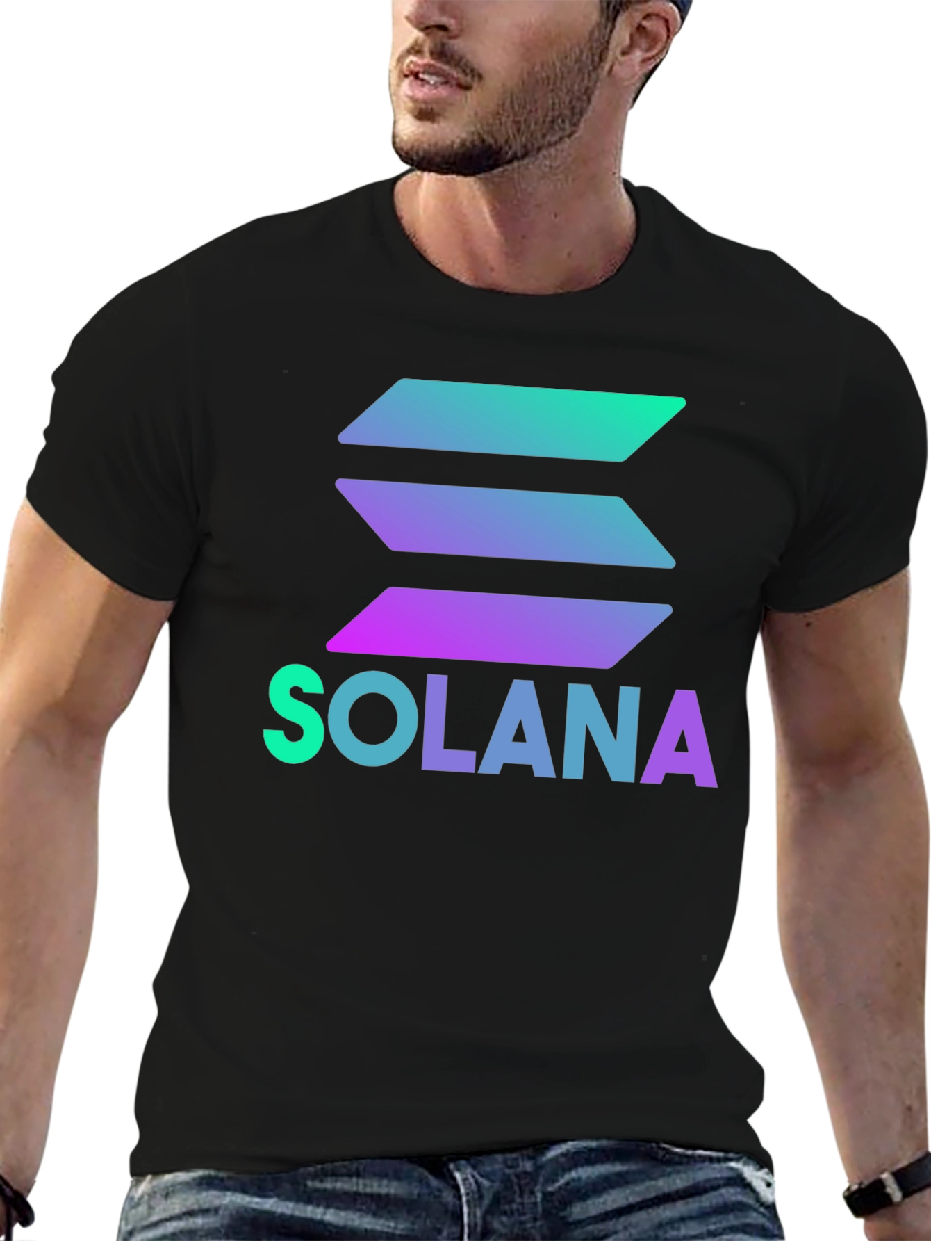 Solana Crypto T-Shirt - Black Gradient Logo