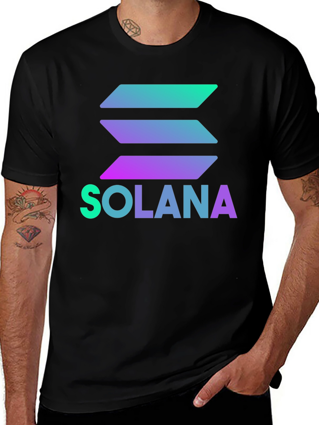 Solana Crypto T-Shirt - Black Gradient Logo