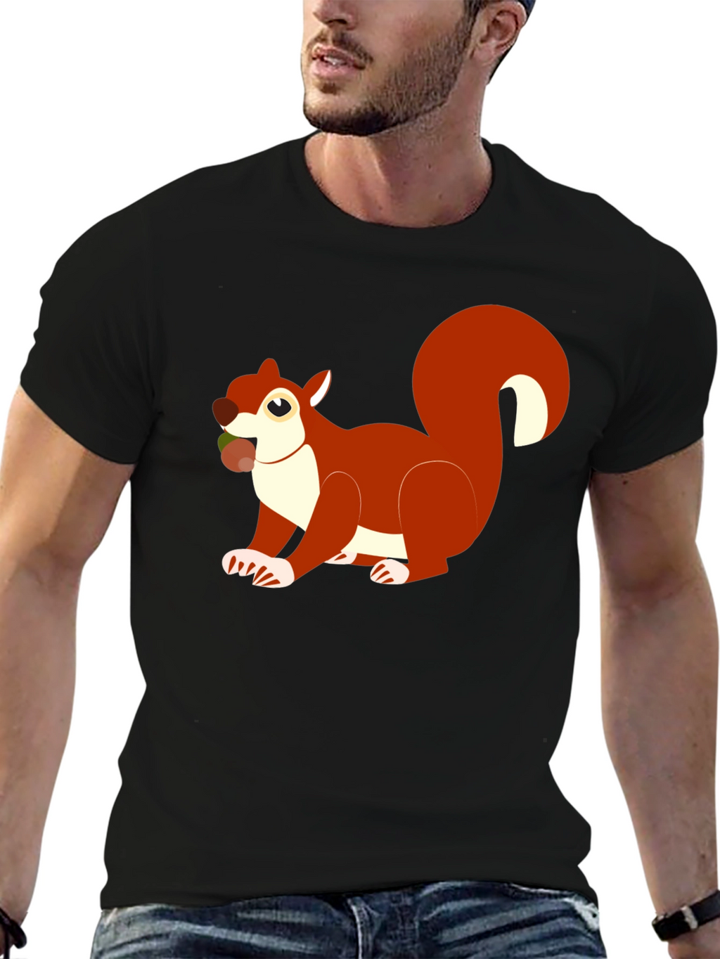 Squirrel Graphic Tee - Black Cotton Blend